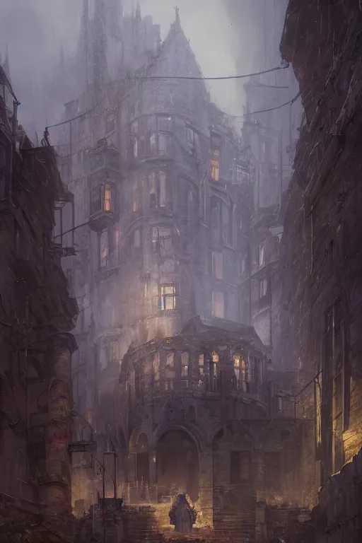 Image similar to old victorian stone building, high octane, 8 k, digital art, magic the gathering, mtg, by greg rutkowski, trending on artstation