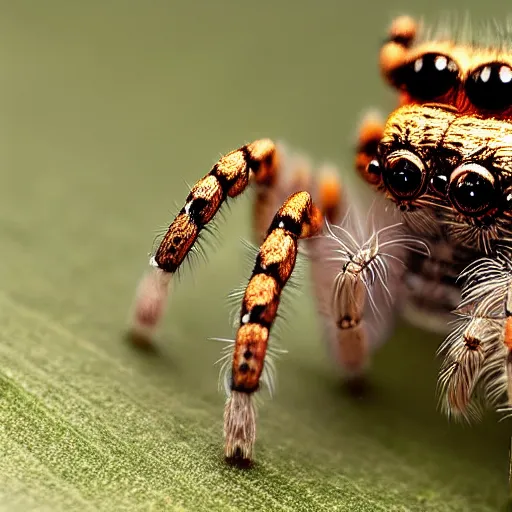 Prompt: cyborg jumping spider, by natgeo
