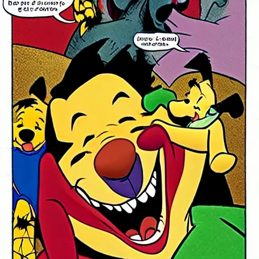 Image similar to winnie the pooh as the joker from batman, winnie the pooh cast as the joker