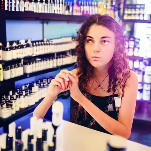 Image similar to girl in a vape shop in Portugal