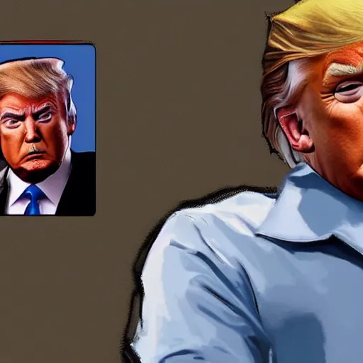 Prompt: angry donald trump. gta v cover art.