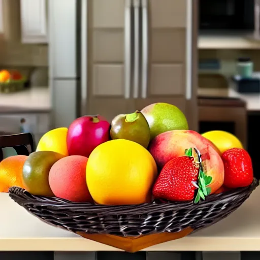 Image similar to a fruit basket on top of a kitchen table