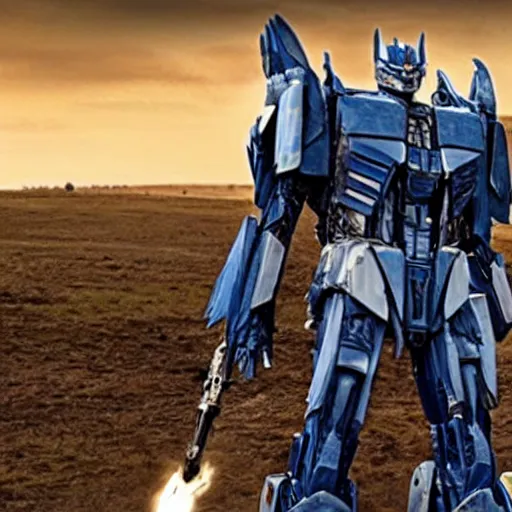 Image similar to cinematic film still of joe biden as a transformer in the latest transformers movie