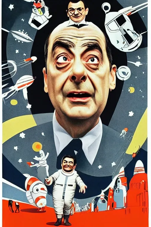 Image similar to criterion collection Poster art for the film Mr. Bean goes to Space