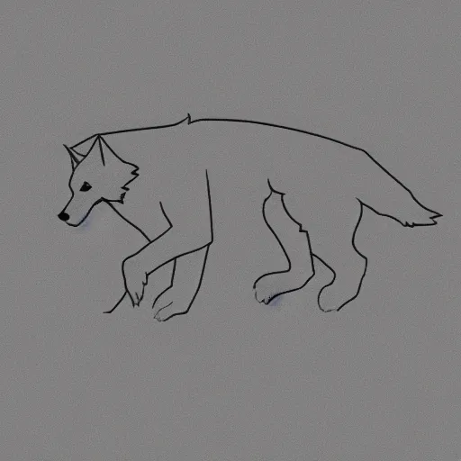 Image similar to digital art of a full-body outline of a wolf, simple, no color, high quality, HD, 8K,