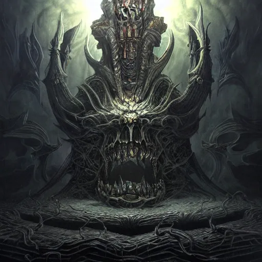 Prompt: chtulhu attacks, atmospheric lighting, painted, intricate, volumetric light, ultra detailed by giger
