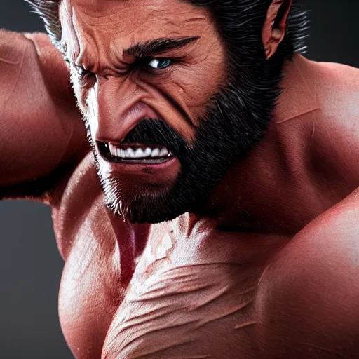 Image similar to Wolverine,muscle extremely detailed, fantastic details full face, mouth, trending on artstation, pixiv, cgsociety, hyperdetailed Unreal Engine, optimization 4k 8k ultra HD, WLOP