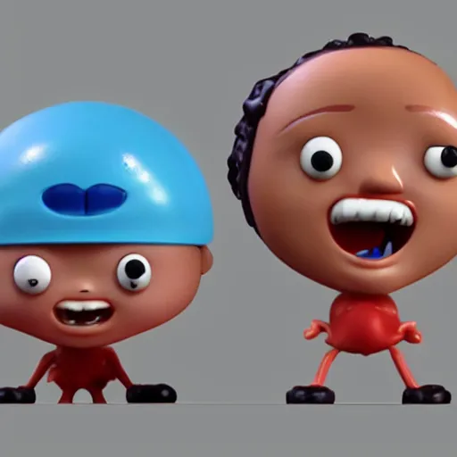 Prompt: single crazy plastic toy Pop Figure characterdesign product, C4d, by pixar, screaming with drooling mouth open happy, in a Studio hollow