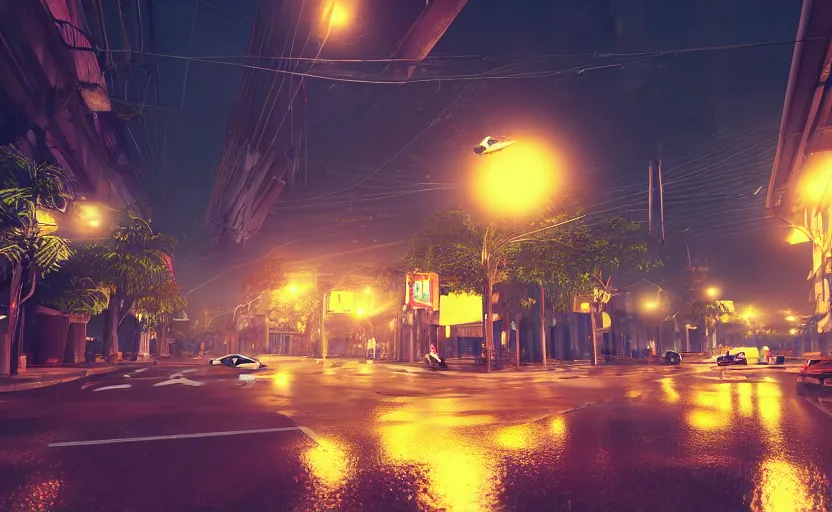 Image similar to photorealistic Philippine city street with flying cars on the roads dark, wet, night light fixtures. 8K. detailed. photorealism. artstation. 25mm f/1.7 ASPH Lens. ultra realistic