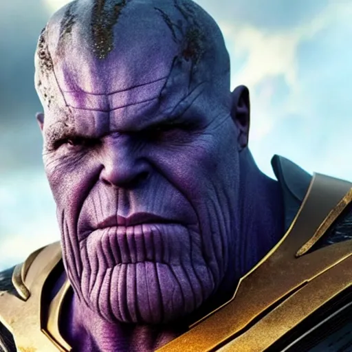 Image similar to a picture of thanos who looks like bruce campbell, infinity wars, ultra realistic, 4 k, ultra high def