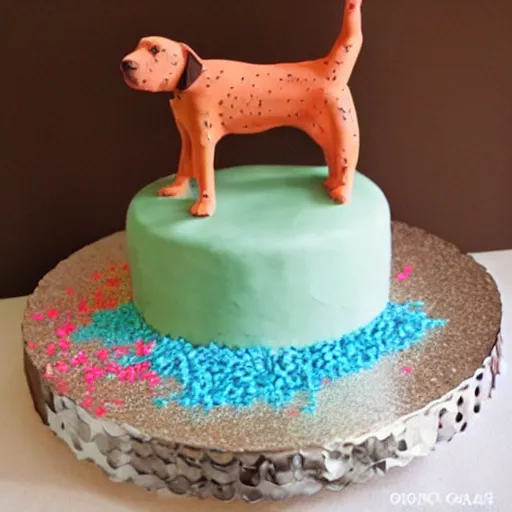 Image similar to chocolate cake dog, pitbull terrier cake, sprinkles