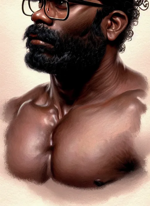 Image similar to portrait of romesh ranganathan, d & d, muscular! fantasy, intricate, elegant, highly detailed, digital painting, artstation, concept art, smooth, sharp focus, illustration, art by artgerm and greg rutkowski and alphonse mucha