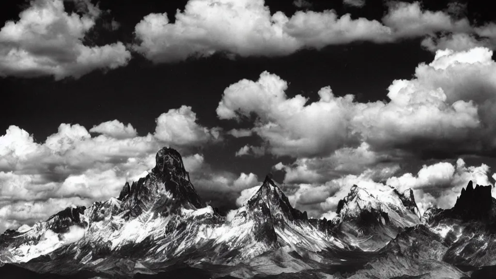 Prompt: mountains and clouds symbolism, surrealism photography by Sebastião Salgado and Sarolta Bán