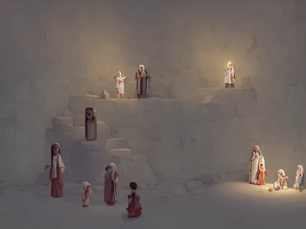 Image similar to the finding of the child jesus in the temple after 3 days, by goro fujita, trending on artstation, 8k, highly detailed, digital graphic art