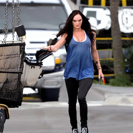 Prompt: megan fox flying through in the sky