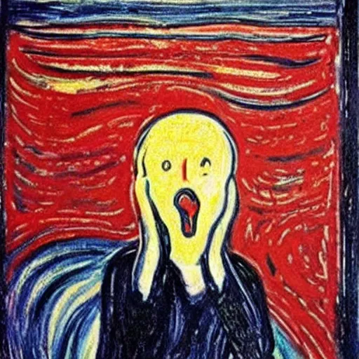 Image similar to edvard munch the scream, made from tomatoes, onions and mushrooms.