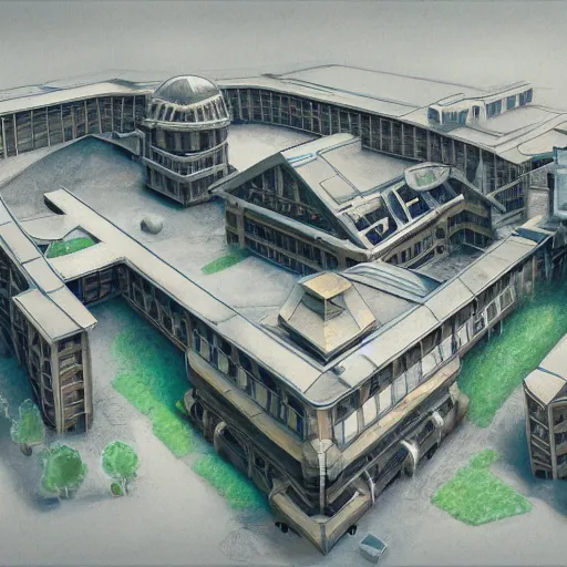 Prompt: school panopticon based architecture concept, architecture blueprints, oleo painting, higly detailed, 8 k, photorealistic, art concept, artstation, sharp focus