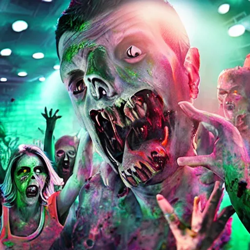 Image similar to zombies at a rave, highly detailed photorealistic