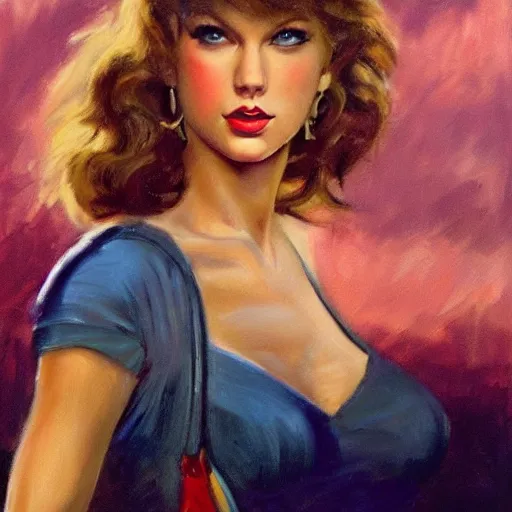 Prompt: ultra realistic portrait painting of taylor swift in west side story, art by frank frazetta, 4 k, ultra realistic, highly detailed, epic lighting.