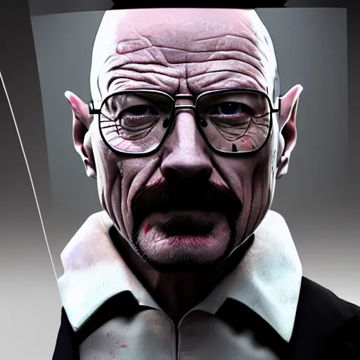 Image similar to walter white as the joker, trending on artstation, artstationhd, octane render, cgsociety, cinema 4 d,, greg rutkowski