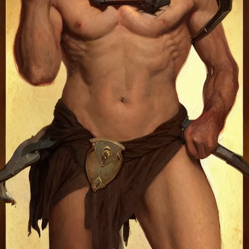 Image similar to ''body portrait of the minotaur, greek mythology, greece, fantasy, dungeons and dragons, d & d, digital painting, artstation, concept art, sharp focus, illustration, art by greg rutkowski and alphonse mucha''