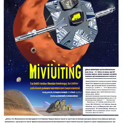 Image similar to magazine advertisement for asteroid mining equipment