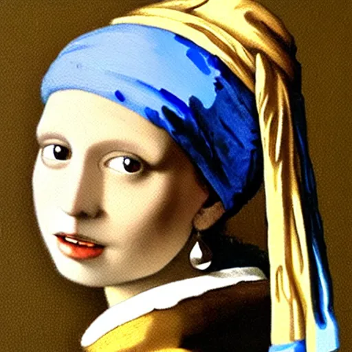 Prompt: Lynx with a pearl earring by Johannes Vermeer