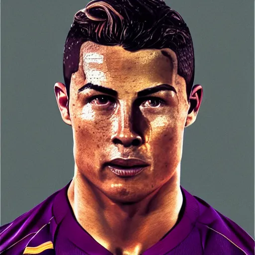 Prompt: christiano ronaldo, 3 d character art, wearing a barcelona jersey, symmetrical facial features, from arknights, hyper realistic, 4 k, rule of thirds, extreme detail, detailed drawing, trending artstation, realistic lighting, by alphonse mucha, greg rutkowski, short neck