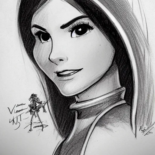 Image similar to milt kahl sketch of victoria justice as princess padme from star wars episode 3