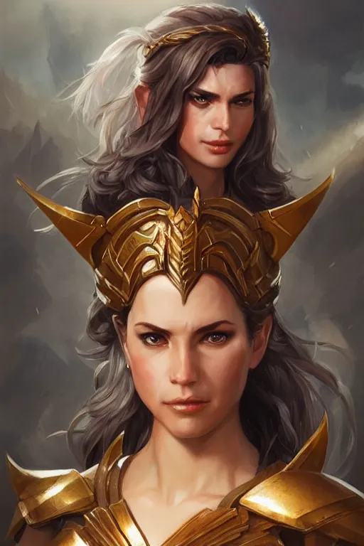 Image similar to amazon valkyrie athena, d & d, fantasy, portrait, highly detailed, headshot, digital painting, trending on artstation, concept art, sharp focus, illustration, art by artgerm and greg rutkowski and magali villeneuve