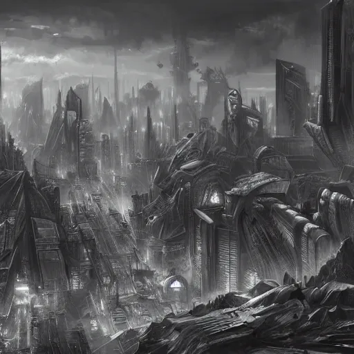 Image similar to landscape of apocalypse city, grayscale, by stanley artgerm lau