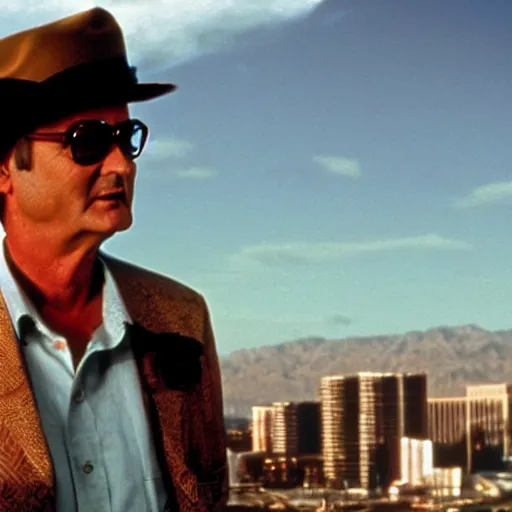 Image similar to bill murray in fear and loathing in las vegas, movie still, promotional shot