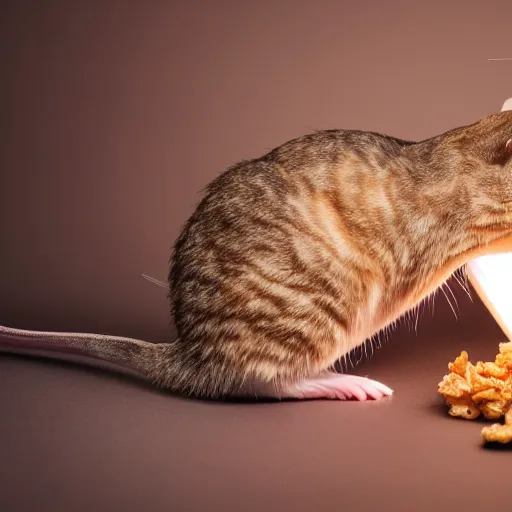 Image similar to a professional photo of a new package for Mouse Krisp Cat Snax, dramatic cinematic studio lighting