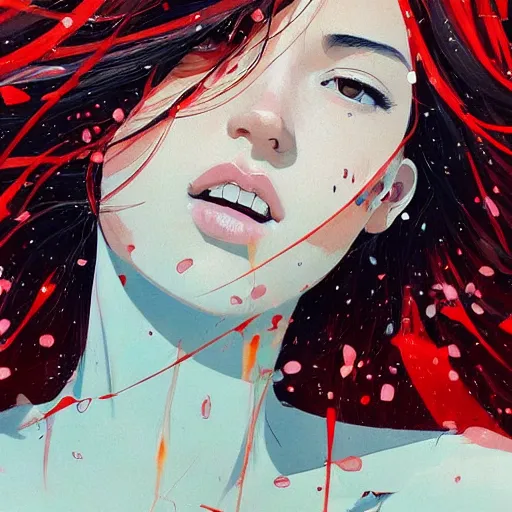 Image similar to a ultradetailed beautiful portrait panting of a stylish woman surrounded by floating koi fish, by conrad roset, greg rutkowski and makoto shinkai, trending on artstation