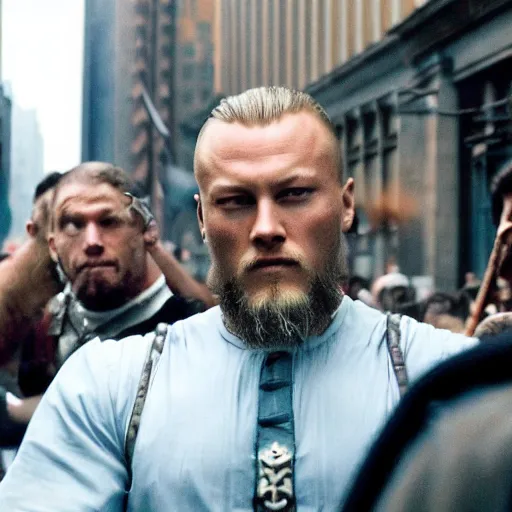 Image similar to ragnar lothbrok in wallstreet,