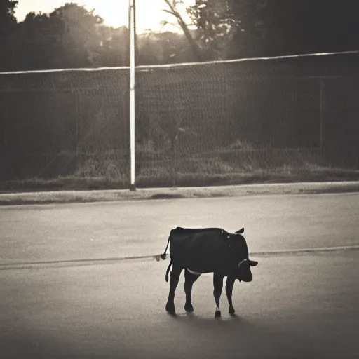 Image similar to cow running from a cage to a light of freedom