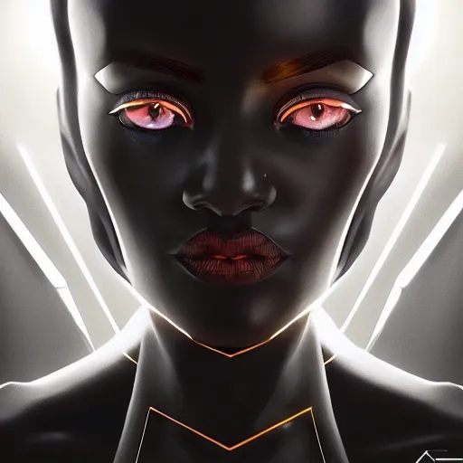 Prompt: symmetry!! solid cube of light, hard edges, product render retro - futuristic poster scifi, black face characters, intricate, elegant, highly detailed, digital painting, artstation, concept art, smooth, sharp focus, illustration, dreamlike, art by artgerm