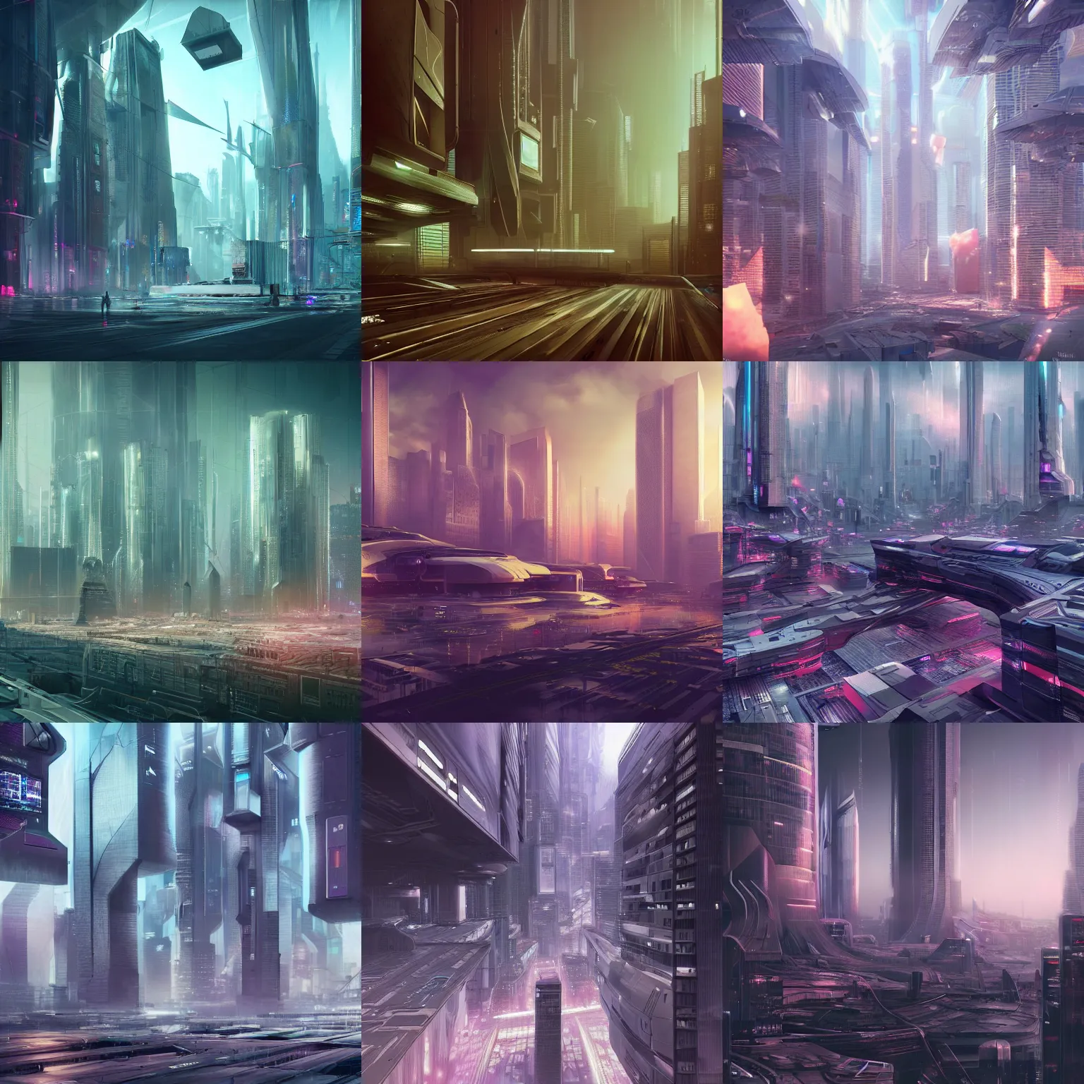 Prompt: futuristic dystopian city, hyperdetailed, cgsociety, vaporwave