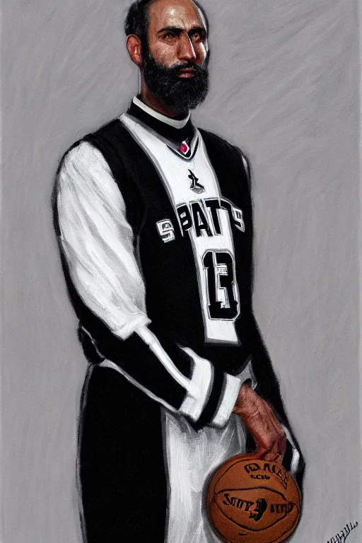 Image similar to full body portrait of the dictator of the san antonio spurs, 1 8 8 9, in full military garb, silver, black, white, greg popovich, oil on canvas by william sidney mount, trending on artstation