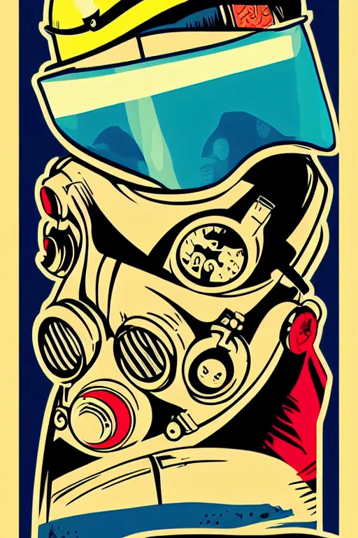 Image similar to fallout 7 6 retro futurist illustration art by butcher billy, sticker, colorful, illustration, highly detailed, simple, smooth and clean vector curves, no jagged lines, vector art, smooth andy warhol style