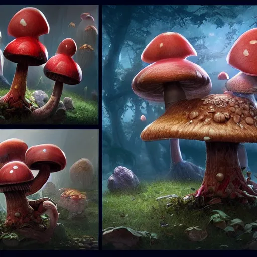 Prompt: a DND mushroom monster, made by Stanley Artgerm Lau, WLOP, Rossdraws, ArtStation, CGSociety, concept art, cgsociety, octane render, trending on artstation, artstationHD, artstationHQ, unreal engine, 4k, 8k,