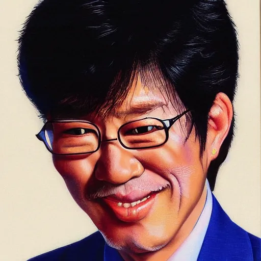 Image similar to professional corporate portrait art by Noriyoshi Ohrai and Lisa Frank