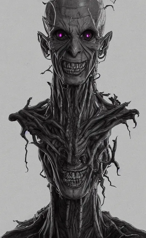 Image similar to full body portrait of Vecna from stranger things in the upside down, dynamic lighting, photorealistic, fantasy concept art, ambient lighting, atmospherical, stunning visuals, creative, cinematic, ultra detailed, trending on art station