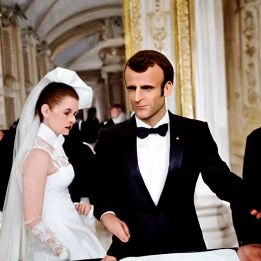 Prompt: Marriage of Emmanuel Macron in American Psycho (1999)