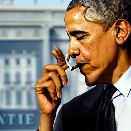 Prompt: Obama smoking