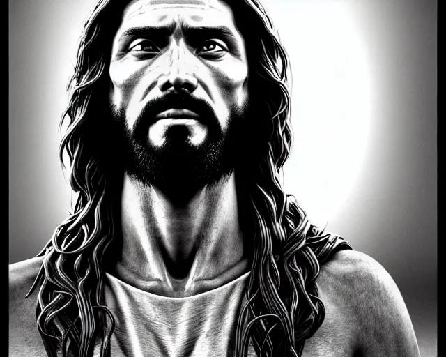 Prompt: modern jesus christ, an ultrafine hyperdetailed illustration by kim jung gi, irakli nadar, detailed faces, intricate linework, bright colors, unreal engine 5 highly rendered - h 6 4 0