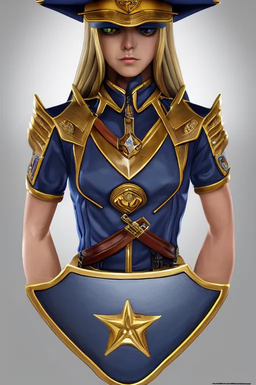 Prompt: high elf mall cop with a sheriff's badge, they are shifty and incompetent, Oil Painting, hyperrealistic, Detailed Digital Art, RPG portrait, 3/4 bust, dynamic lighting, Highly Detailed, Cinematic Lighting, 8k, HD