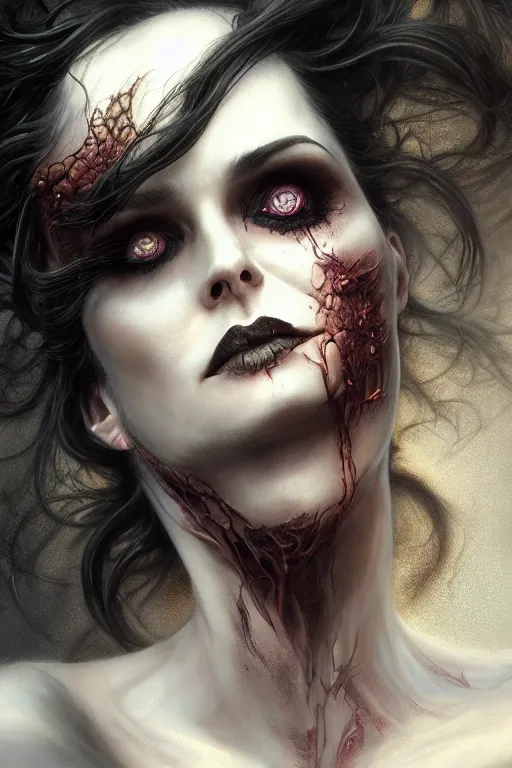 Image similar to closeup portrait shot of death of the endless, the sandman, thick fancy makeup, highly detailed, digital painting, artstation, concept art, soft focus, depth of field, artgerm, tomasz alen kopera, peter mohrbacher, donato giancola, joseph christian leyendecker, wlop, boris vallejo