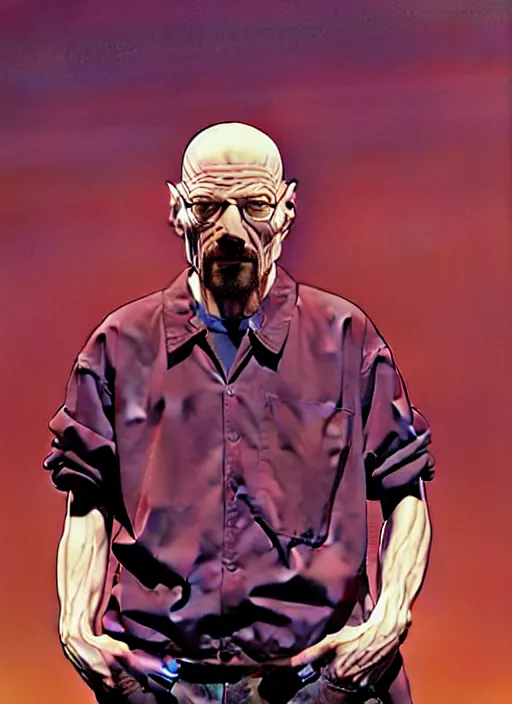 Image similar to poster artwork by Michael Whelan and Tomer Hanuka, of Walter White, from scene from Breaking Bad, clean
