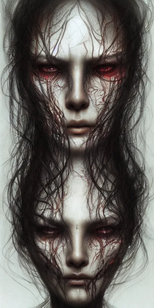 Image similar to very very beautiful portrait photo of chthonic animator face, highly detailed, artstation, concept art, smooth, sharp focus, illustration, art by Ayami Kojima, Beksinski, Giger